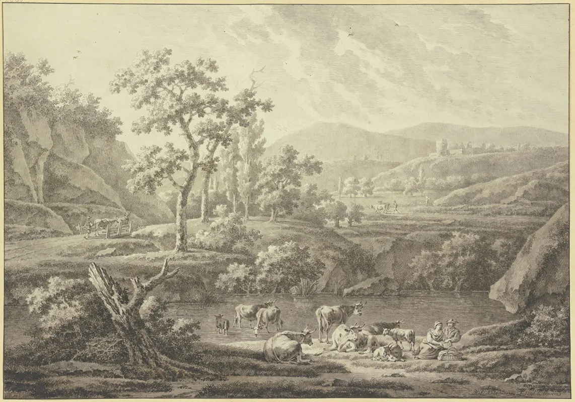Blick Auf Das Land Um Stavelot Mit Weidendem Vieh Wall Art by Henricus Josephus Antonissen - High-Resolution Digital Print