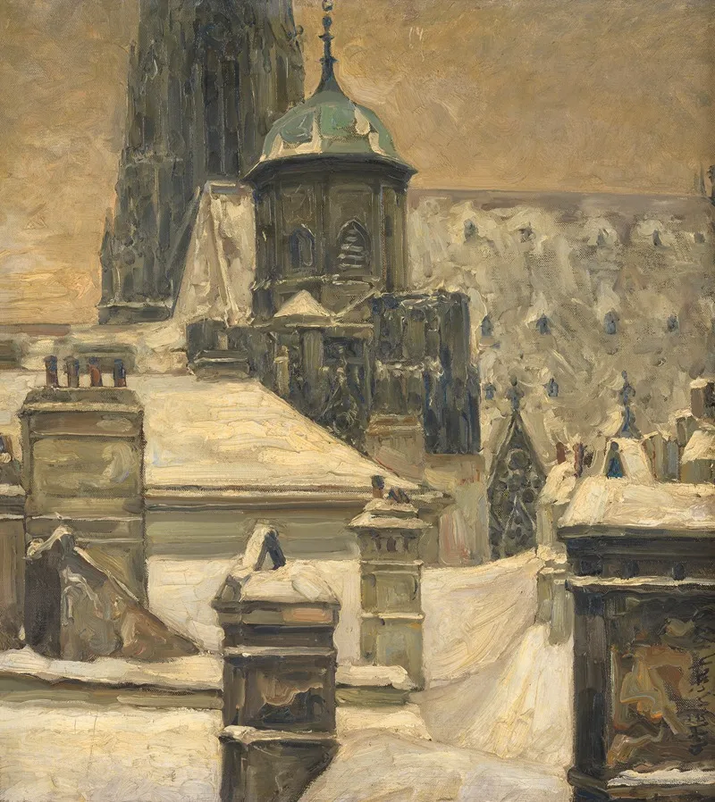 Blick Auf Den Adlerturm Der Stephanskirche Von Den Dachern Der Hausergruppe Stephansplatz Wall Art by Alois Hänisch - High-Resolution Digital Print
