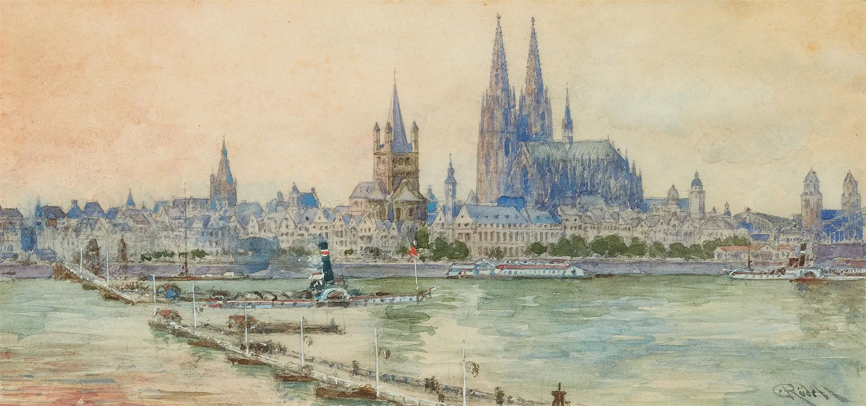 Blick Auf Die Altstadt Von Koln Wall Art by Carl Rüdell - High-Resolution Digital Print
