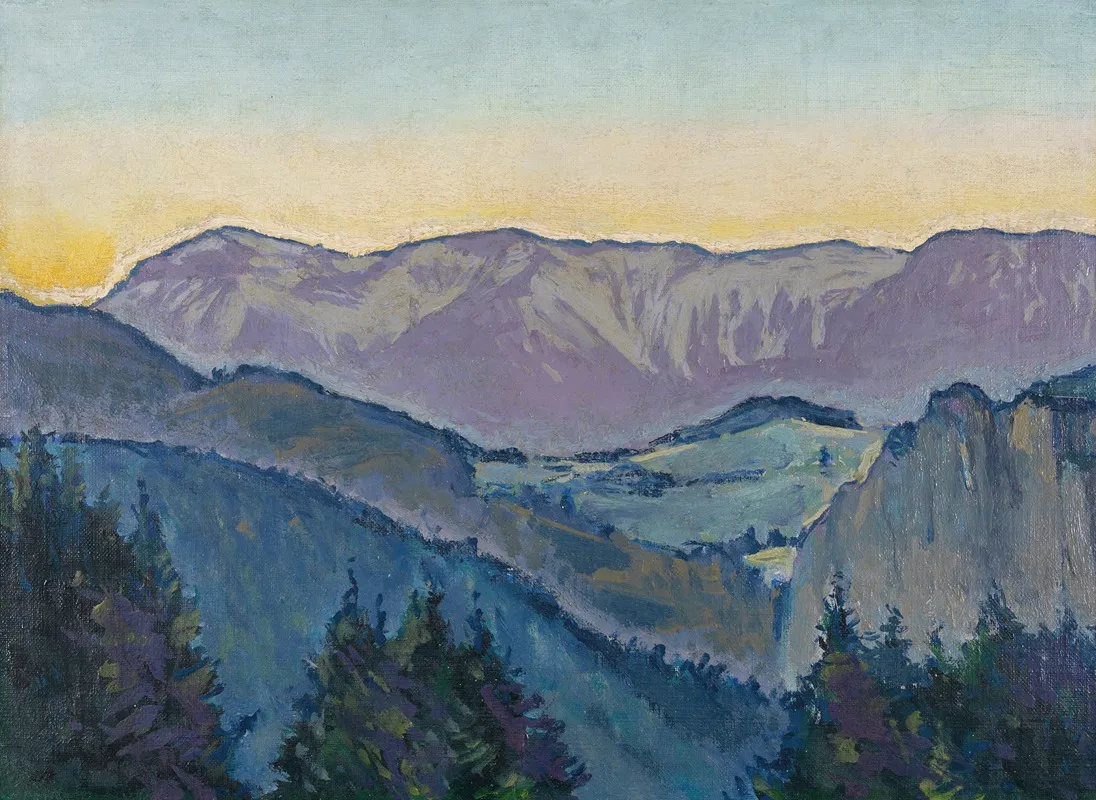 Blick Auf Die Rax Von Der Villa Mautner V Markhof Im Abendlicht Wall Art by Koloman Moser - High-Resolution Digital Print
