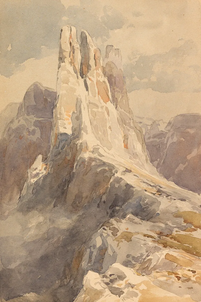 Blick Auf Die Vajolet Turme In Den Dolomiten Wall Art by Edward Theodore Compton - High-Resolution Digital Print