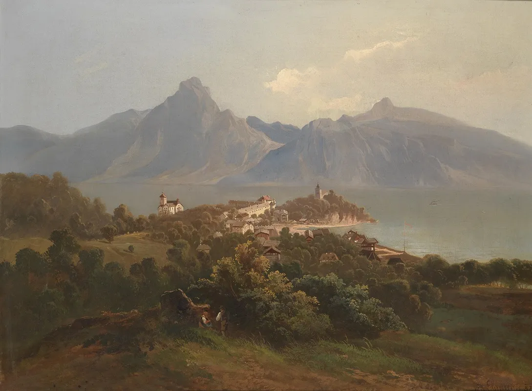 Blick Auf Traunkirchen 2 Wall Art by Theodor Freiherr von Ehrmanns - High-Resolution Digital Print