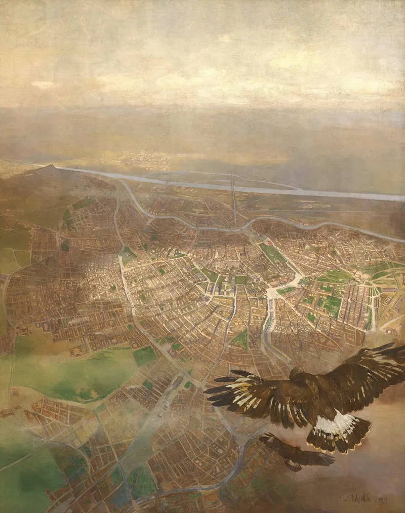 Blick Auf Wien Aus Der Ballonhohe Von 3000m Uber Der Schonbrunner Gloriette Wall Art by Carl Moll - High-Resolution Digital Print