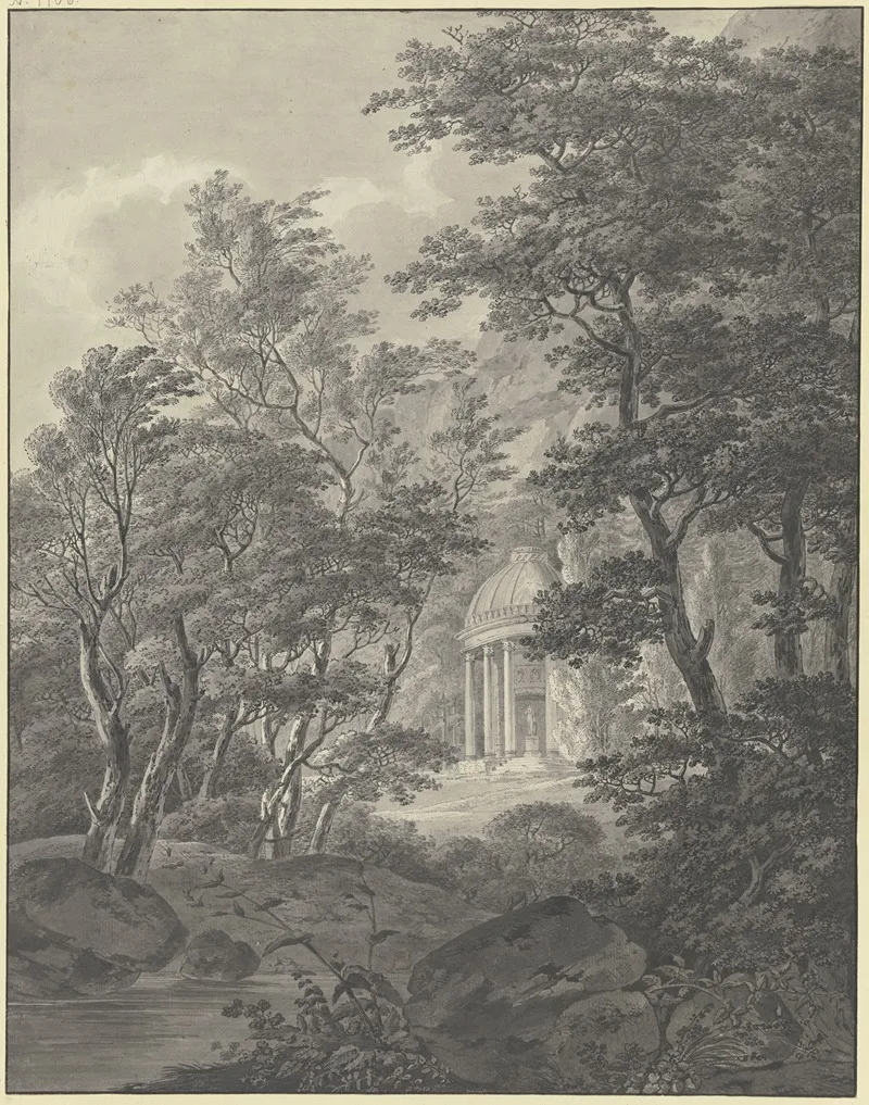 Blick Durch Die Baume Eines Parks Auf Ein Klassizistisches Tempelchen Wall Art by Johann Heinrich Troll - High-Resolution Digital Print