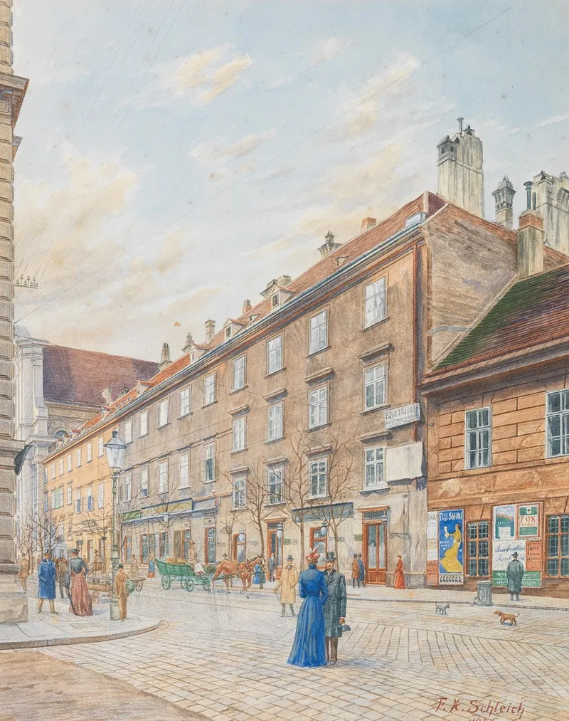 Blick In Die Schwarzspanierstrase Mit Dem Sterbehaus Beethovens Wall Art by Franz Xaver Schleich - High-Resolution Digital Print