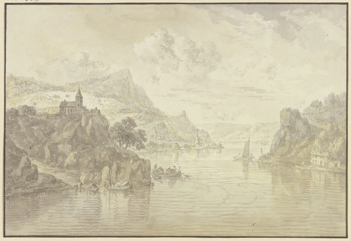 Blick In Ein Flusstal Mit Felsigen Ufern Links Auf Einem Felsen Eine Kirche Wall Art by Franz Schütz - High-Resolution Digital Print