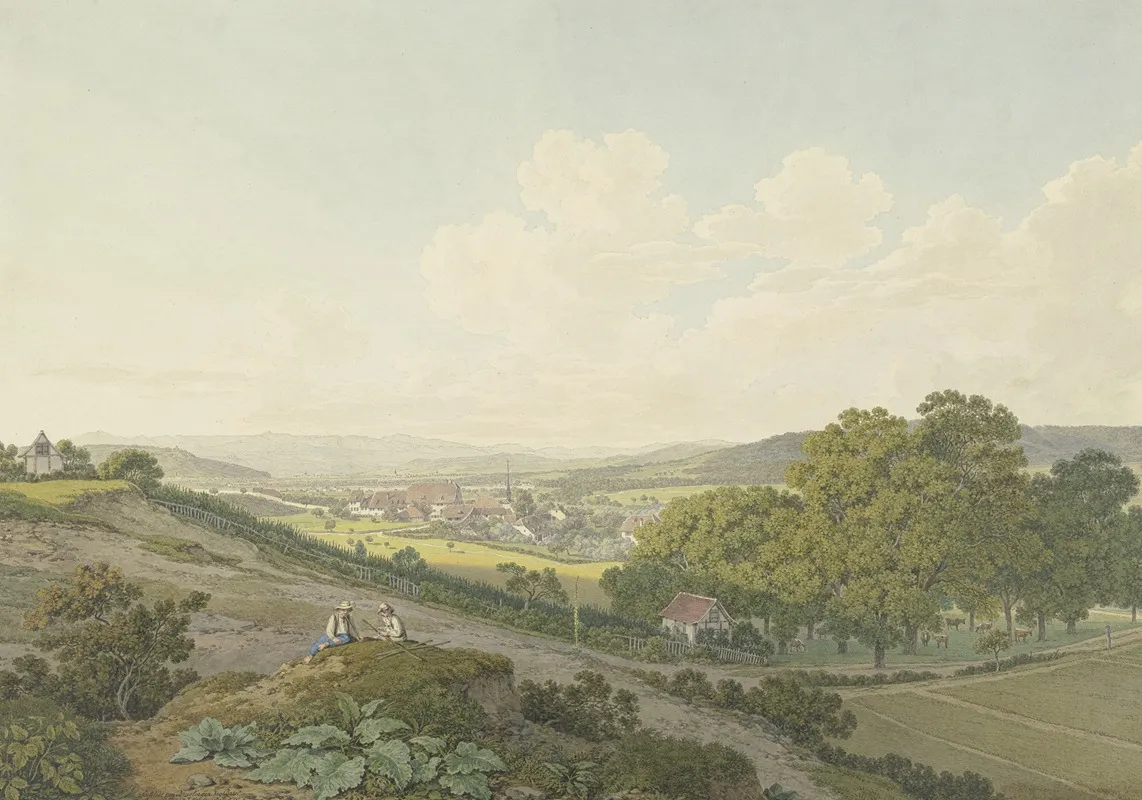 Blick Von Einer Anhohe Auf Das Dorf St Jakob Bei Basel Mit Spitzem Kirchturm Wall Art by Marquard Wocher - High-Resolution Digital Print