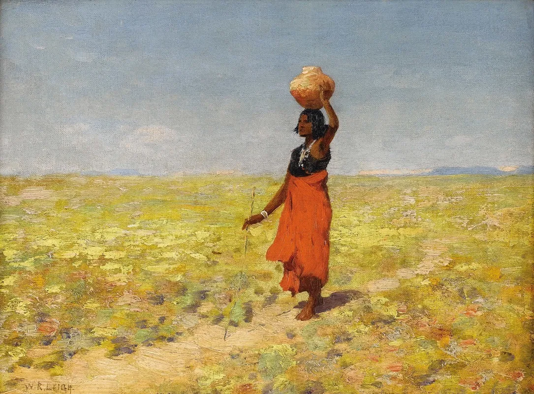 Blind Hopi Girl Returning From A Desert Watering Hole