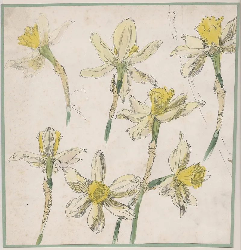 Bloemstudie Van Trompetnarcis Of De Gele Narcis Wall Art by Alfred Ost - High-Resolution Digital Print