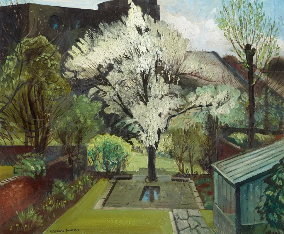 Blossom In A London Garden Wall Art by Robert Kirkland Jamieson - High-Resolution Digital Print