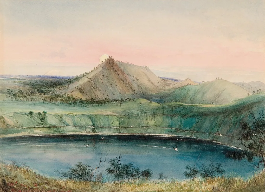 Blue Lake Mount Gambier Wall Art by George French Angas - High-Resolution Digital Print