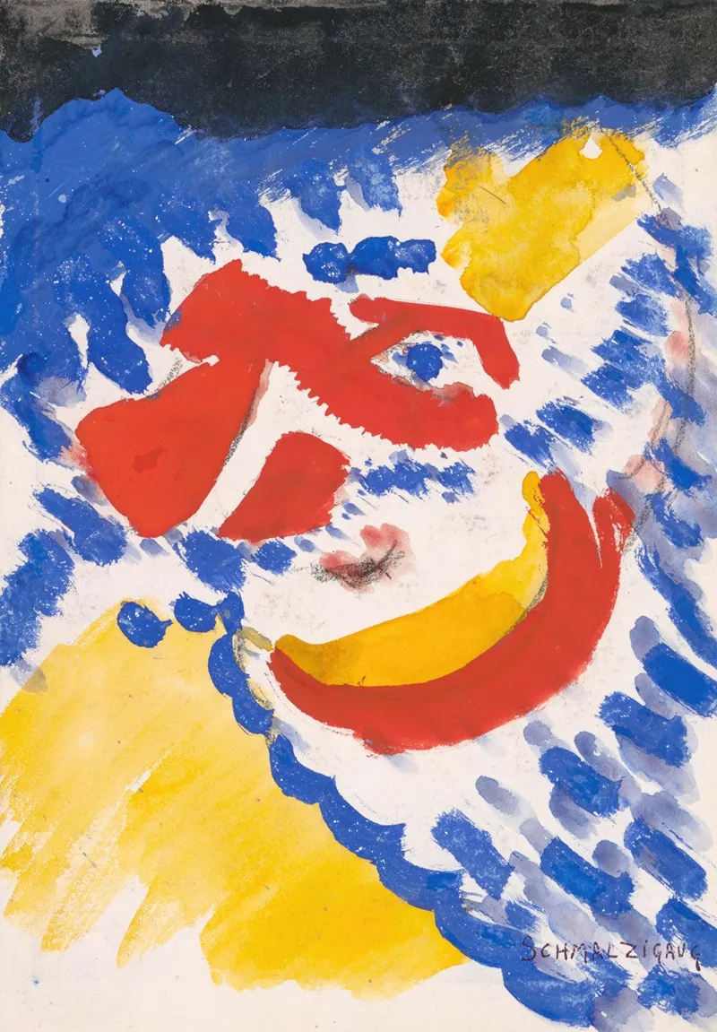 Blue Red And Yellow Figures Wall Art by Jules Schmalzigaug - High-Resolution Digital Print