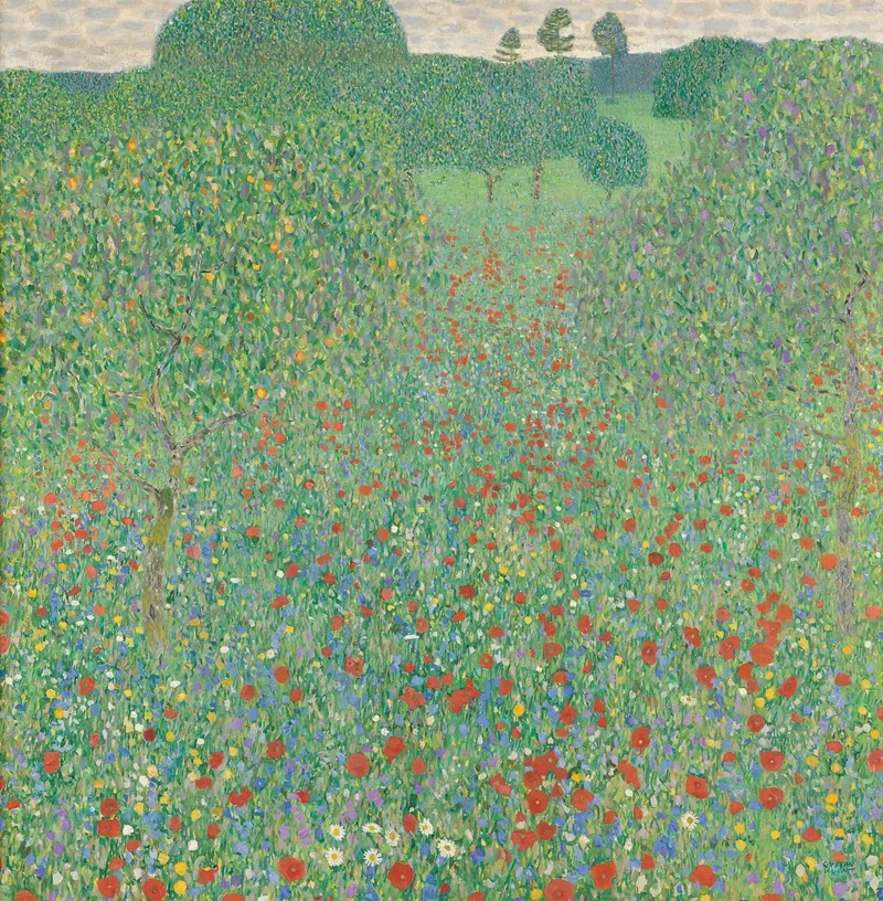 Bluhender Mohn Mohnwiese Wall Art by Gustav Klimt - High-Resolution Digital Print