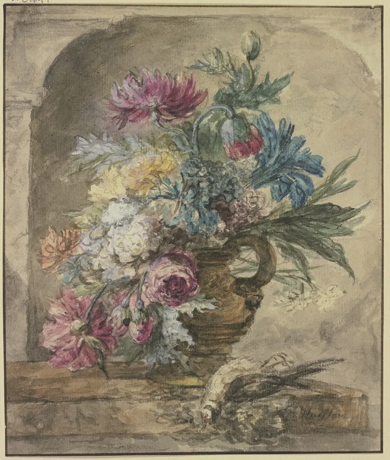 Blumenbouquet Dabei Ein Toter Vogel