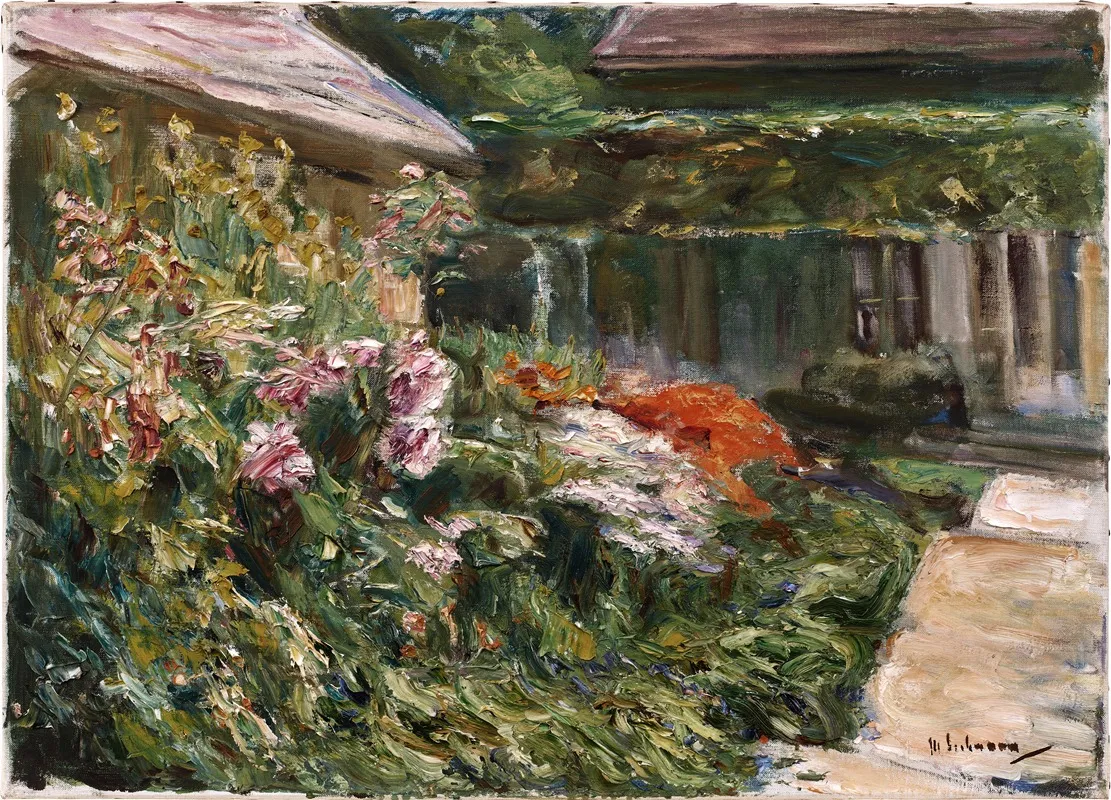 Blumenstauden Am Gartenhauschen Nach Nordosten Flowering Shrubs By The Garden Shed Facing North East Wall Art by Max Liebermann - High-Resolution Digital Print