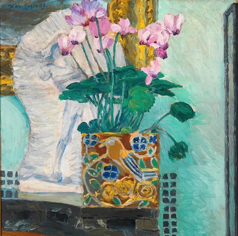 Blumenstilleben Mit Zyklamenstock Wall Art by Koloman Moser - High-Resolution Digital Print