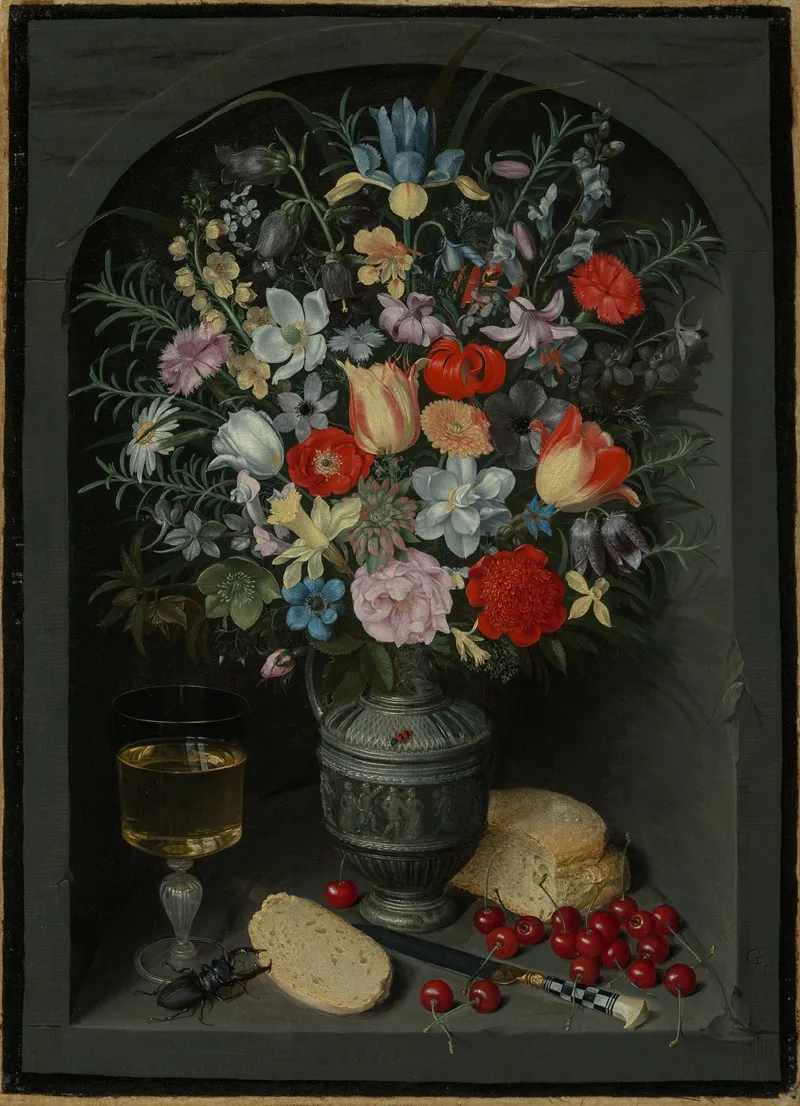 Blumenstillleben In Einer Nische Wall Art by Georg Flegel - High-Resolution Digital Print