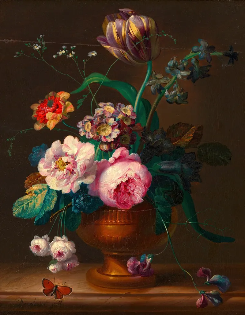 Blumenstillleben In Vase Wall Art by Johann Baptist Drechsler - High-Resolution Digital Print