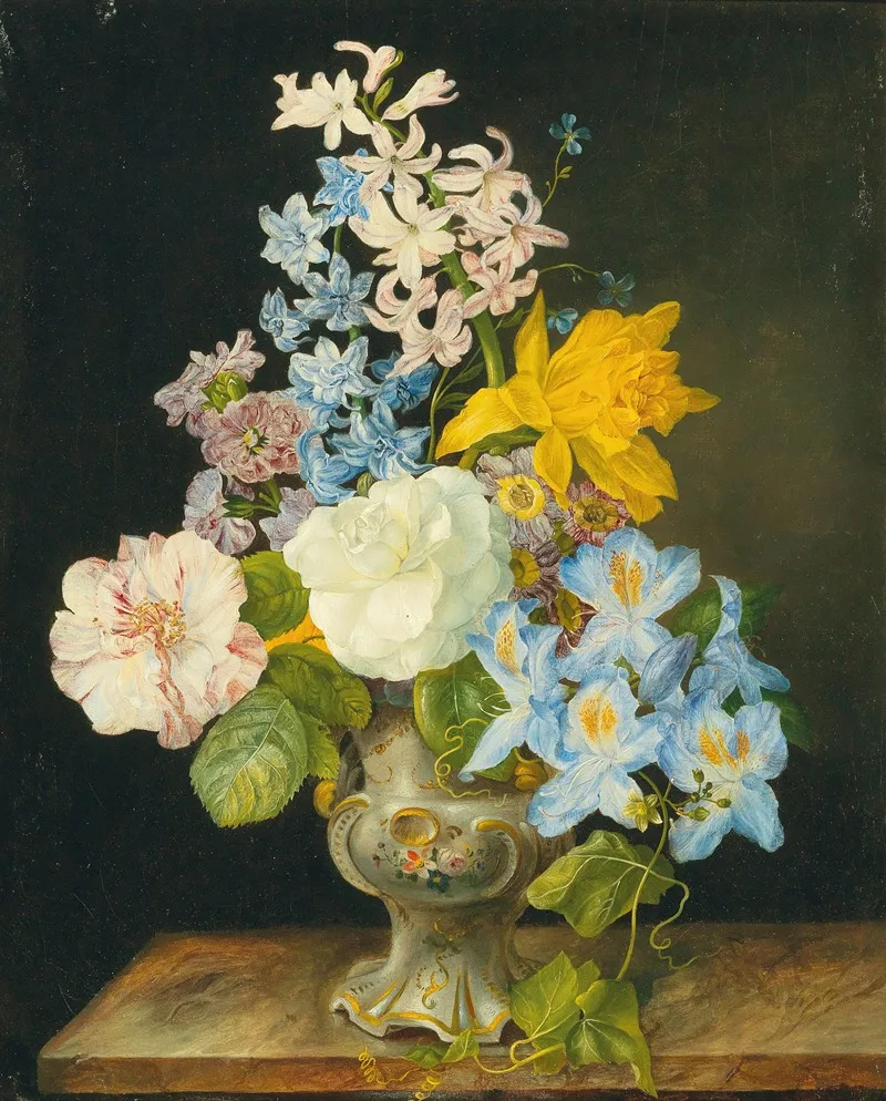 Blumenstraus In Einer Porzellanvase Wall Art by Franz Xaver Petter - High-Resolution Digital Print