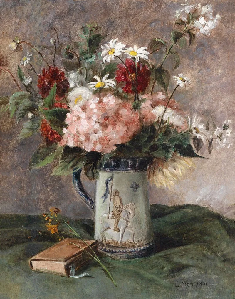 Blumenstuck Mit Buch Wall Art by Charles Monginot - High-Resolution Digital Print