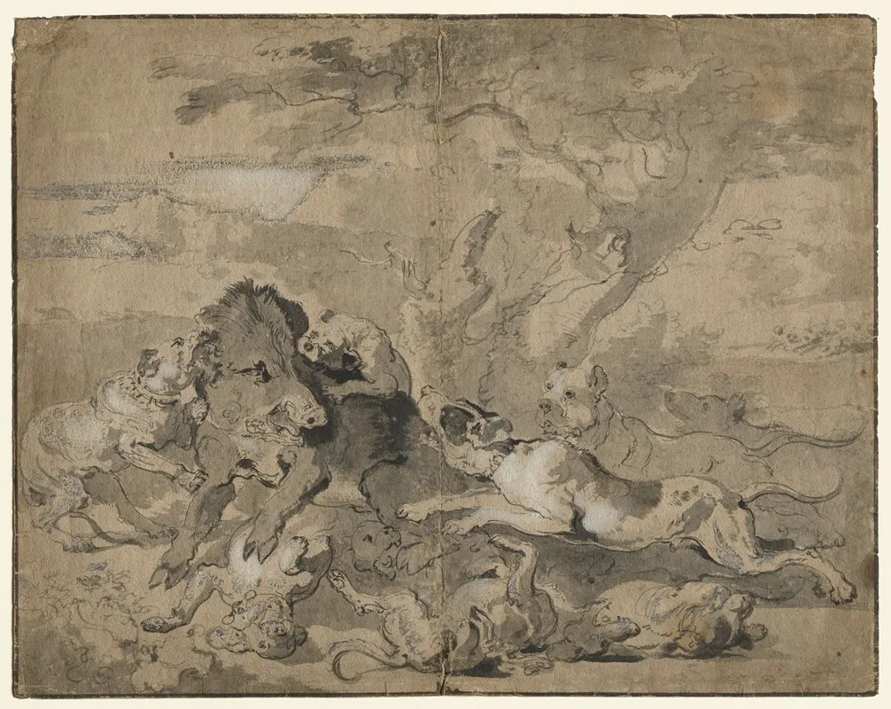 Boar Hunt 4 Wall Art by Abraham Hondius - High-Resolution Digital Print