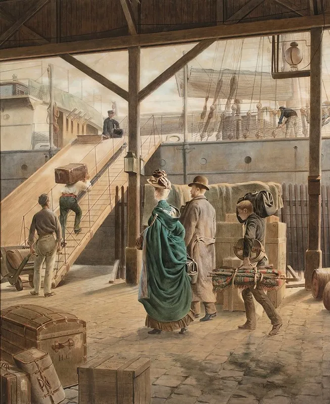 Boarding The Ship For New York Wall Art by Louis-Auguste-Georges Loustaunau - High-Resolution Digital Print