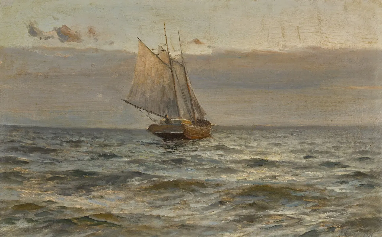Boat At Sea Wall Art by Lev Lagorio - High-Resolution Digital Print
