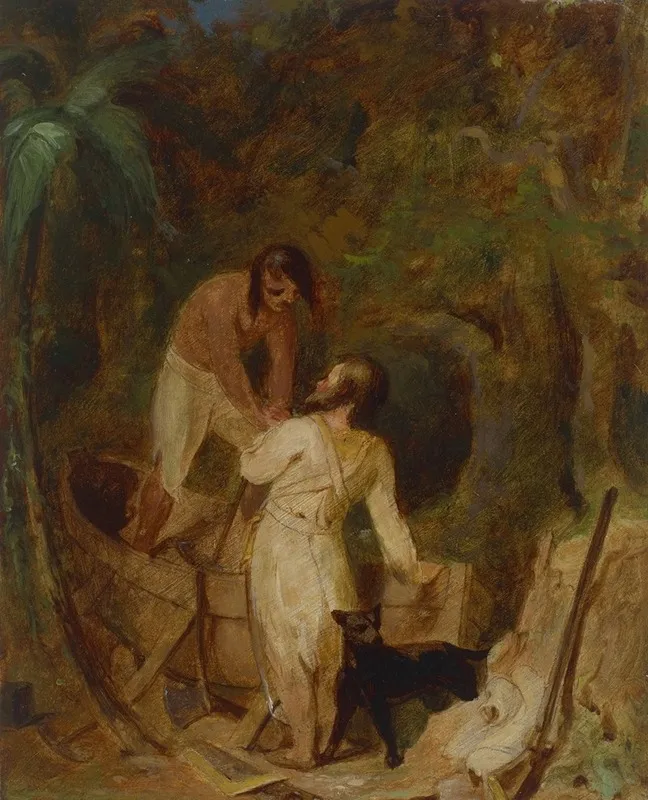 Boat Building By Robinson Crusoe And Friday