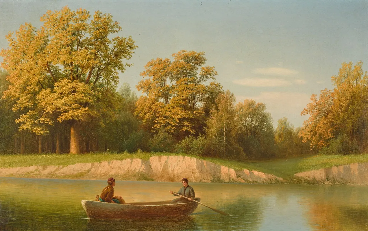 Boat On A Lake Wall Art by Gavriil Pavlovich Kondratenko - High-Resolution Digital Print