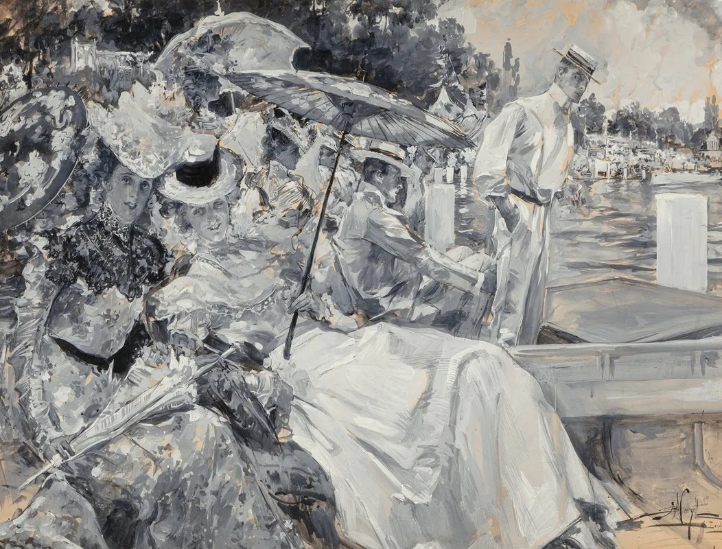 Boating Party 2 Wall Art by Albert Beck Wenzell - High-Resolution Digital Print