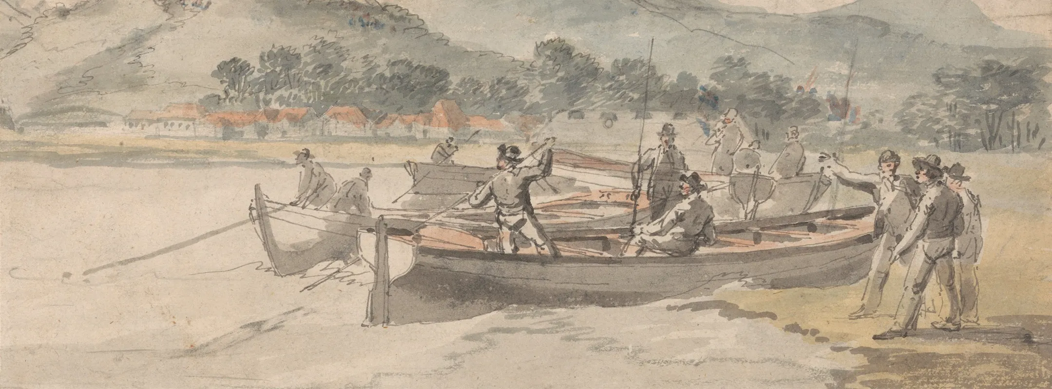 Boats And Men On Shore