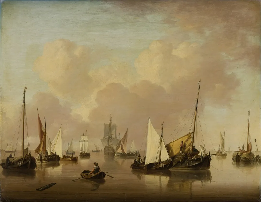 Boats And Sailboats On A Quiet Sea Wall Art by Jan Van Os - High-Resolution Digital Print