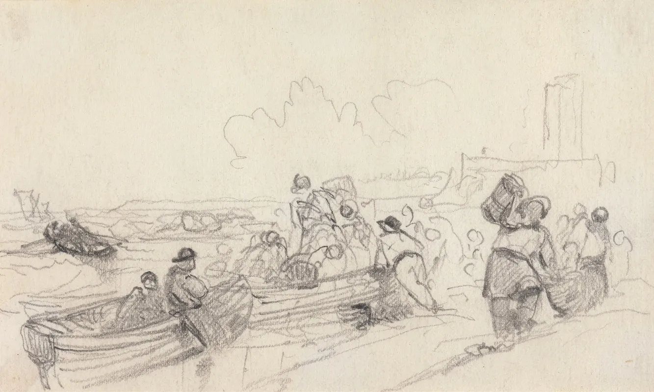 Boats Loading In A River Wall Art by George Bryant Campion - High-Resolution Digital Print