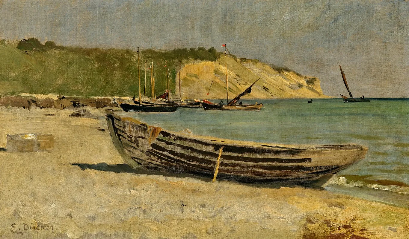 Boats On The Shore 2 Wall Art by Eugen Gustav Dücker - High-Resolution Digital Print
