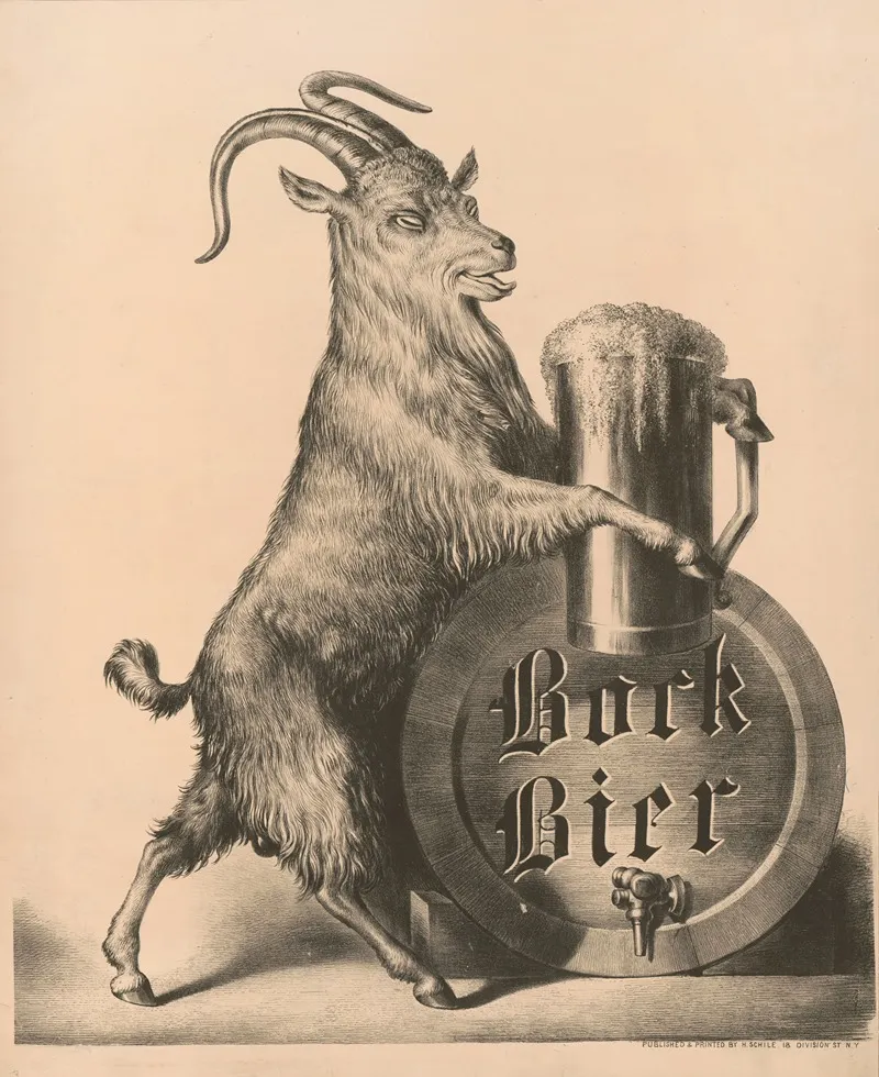 Bock Bier Goat On Hind Legs Holding Large Mug Of Beer With Front Hooves Wall Art by Henry Jerome Schile - High-Resolution Digital Print