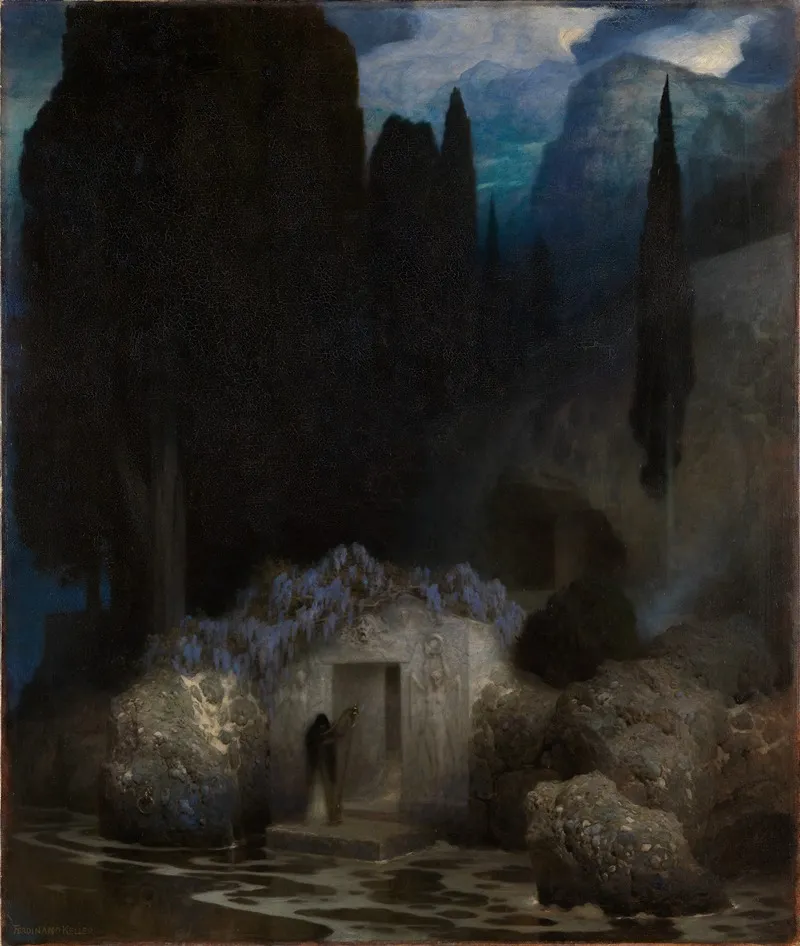 Bocklins Grab Wall Art by Ferdinand Keller - Canvas Print