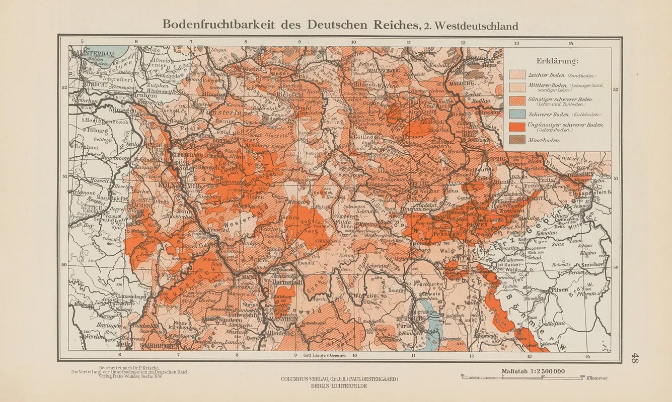 Bodenfruchtbarkeit Des Deutschen Reiches 2 Westdeutschland Wall Art by Ernst Friedrich - High-Resolution Digital Print