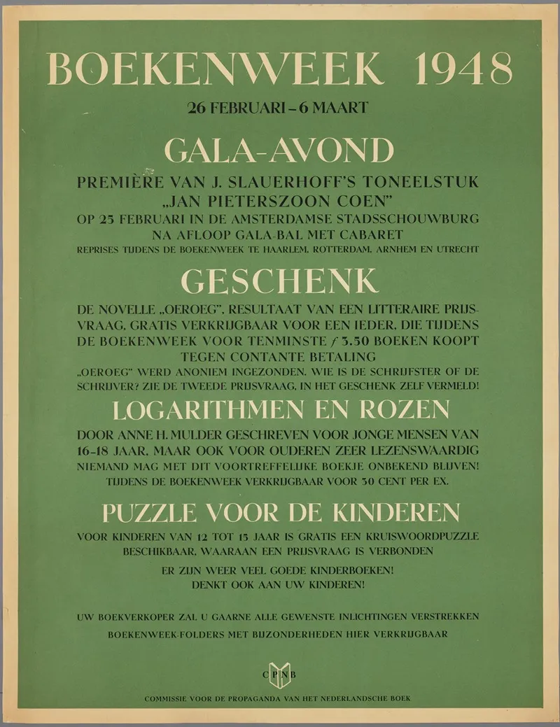 Boekenweek 1948 29 Februari 6 Maart Wall Art by CPNB - High-Resolution Digital Print