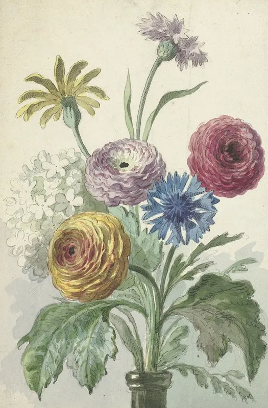 Boeket Bloemen In De Hals Van Een Groene Vaas