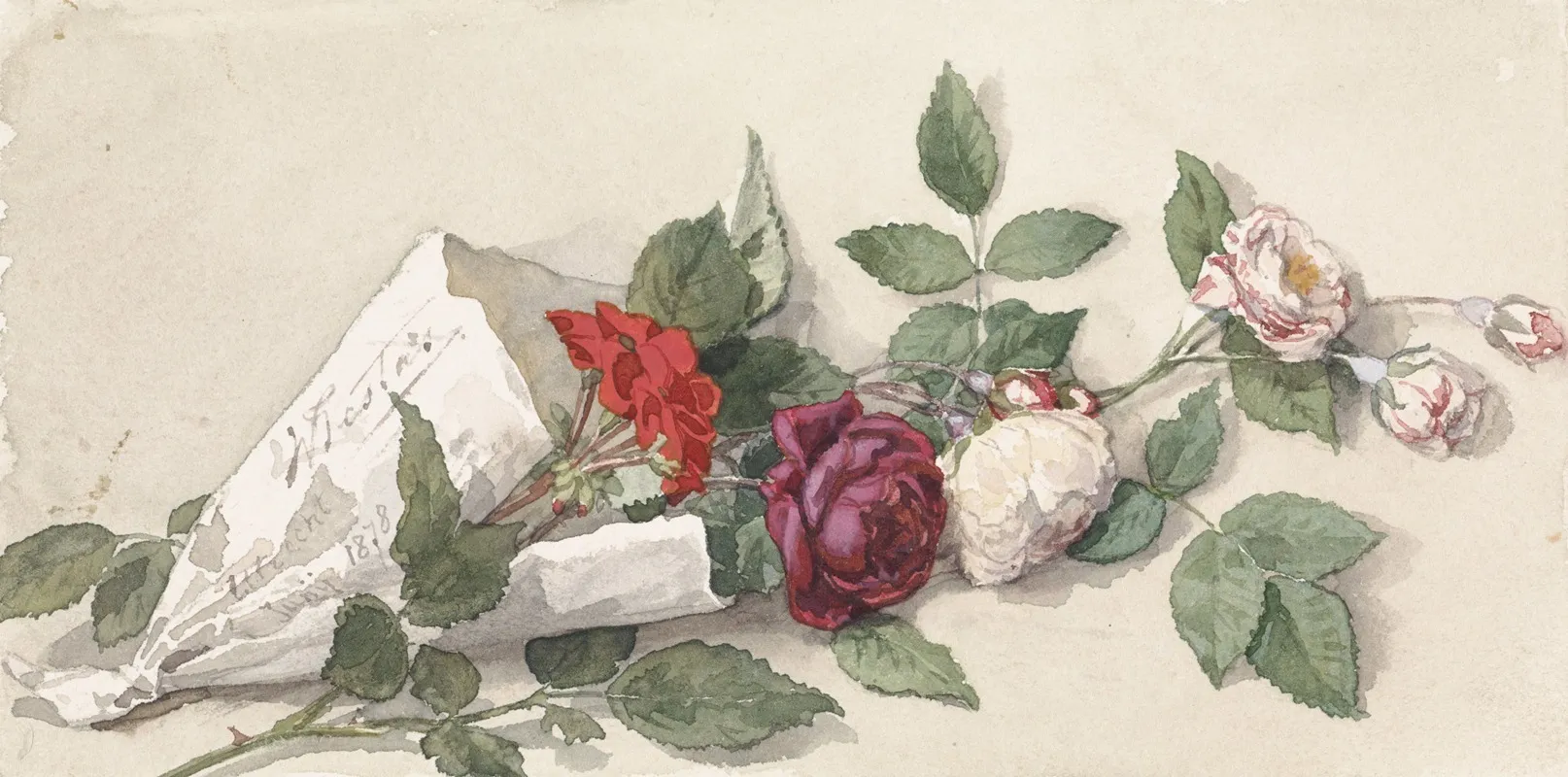 Boeket Rozen En Pelargonium