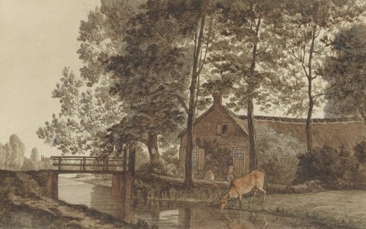 Boerderij Met Drinkende Koe Aan De Biltstraat Te Utrecht