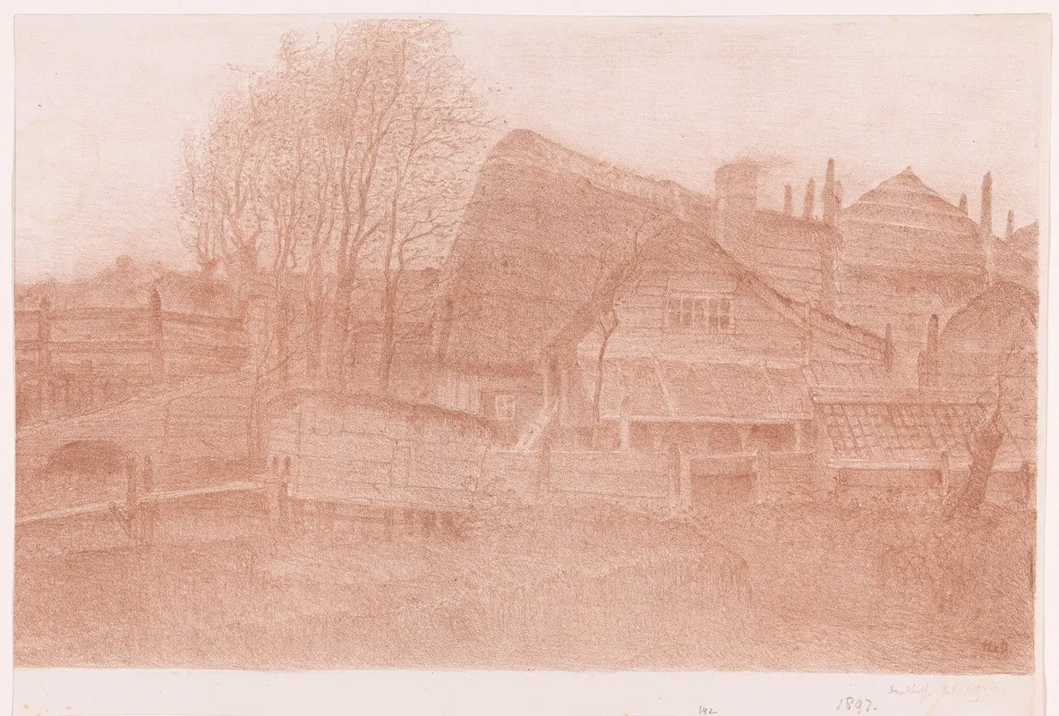 Boerderij Met Hooischuur Bij Een Houten Brug