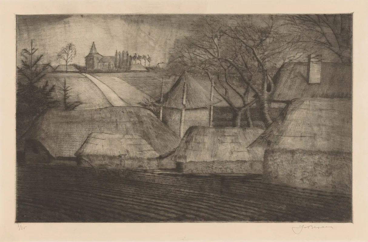 Boerderij Met Schuren In Heuvellandschap Met Dorp