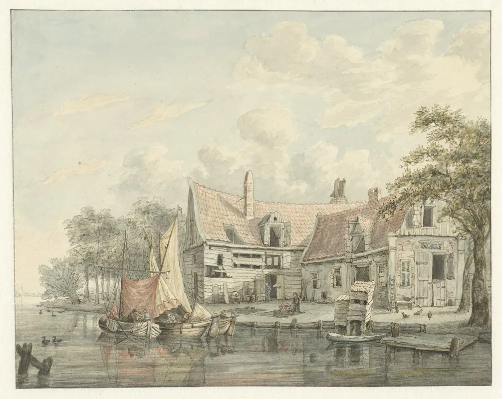 Boerenerf Aan Het Water Wall Art by Gerrit Hulseboom - High-Resolution Digital Print