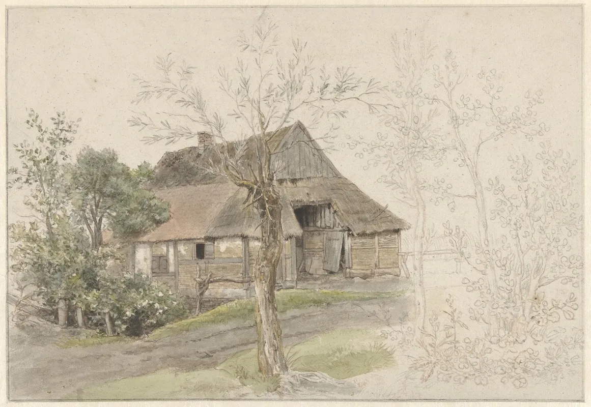 Boerenhuis Met Bomen Te Delden Wall Art by Jacob Ernst Marcus - High-Resolution Digital Print