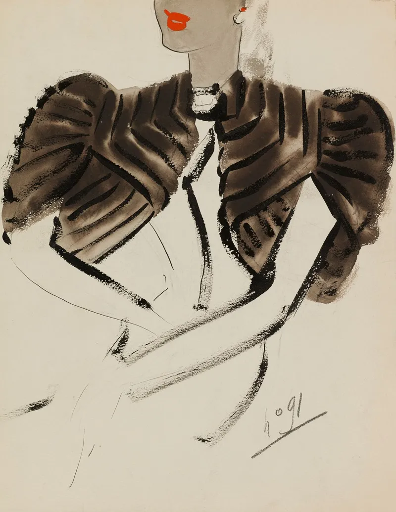 Bolero Brun Avec Travail En Bandes 1938 Fonds Darts Graphiques De La Maison Max Fourrures Wall Art by M. P. Leven - High-Resolution Digital Print
