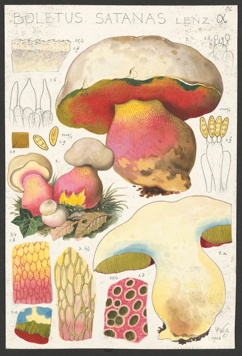 Boletus Satanas Lenz α Wall Art by Hans Walty - High-Resolution Digital Print