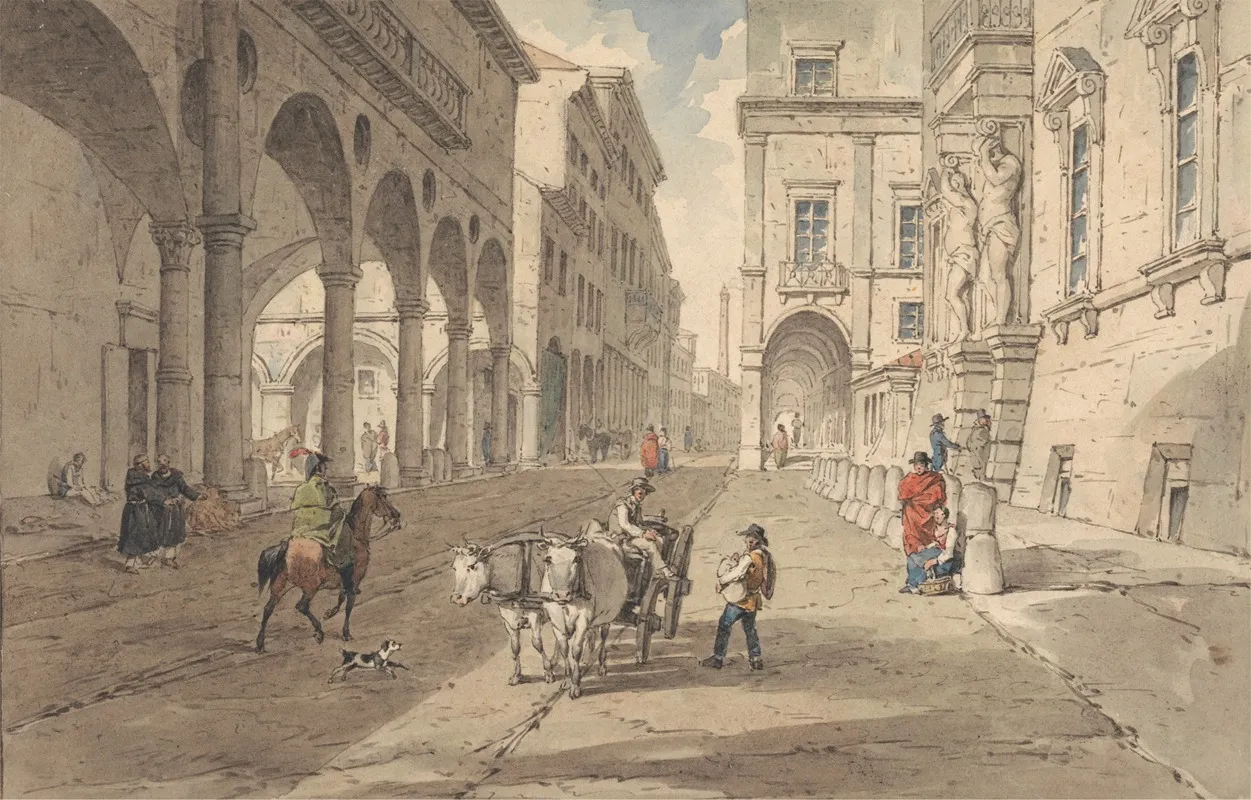 Bologna View In The Strada Maggiore Wall Art by John Augustus Atkinson - High-Resolution Digital Print