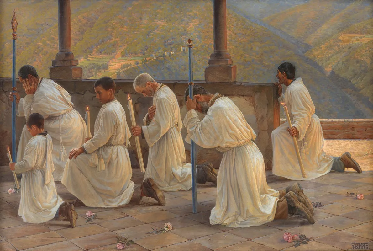 Bon Om Regn Procession I Apenninerne Wall Art by Johannes Wilhjelm - High-Resolution Digital Print