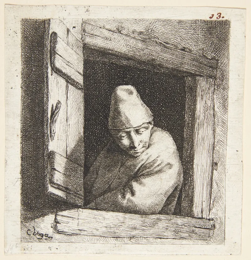 Bonde Der Ser Ud Af Et Vindue Wall Art by Cornelis Pietersz. Bega - High-Resolution Digital Print
